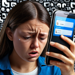 ** A person looking stressed and overwhelmed by a smartphone screen filled with social media notifications.

**