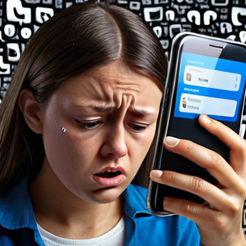 ** A person looking stressed and overwhelmed by a smartphone screen filled with social media notifications.

**