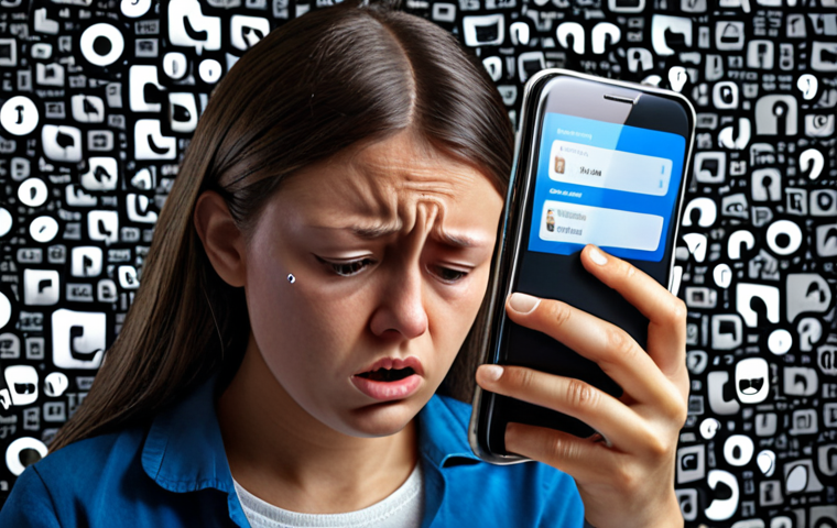 ** A person looking stressed and overwhelmed by a smartphone screen filled with social media notifications.

**