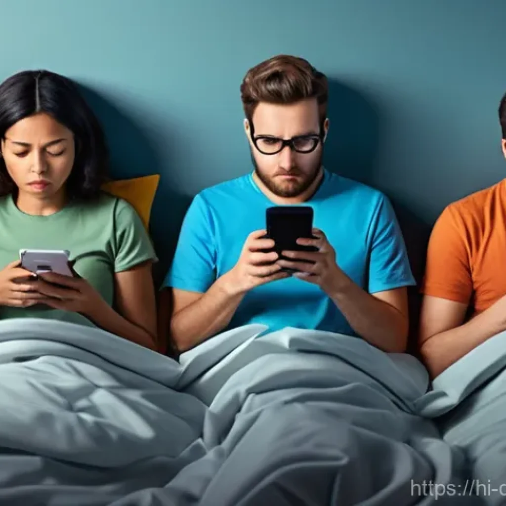 디지털디톡스와 디지털 제품 리뷰 - **Digital Fatigue and Overload:** A stylized, atmospheric illustration depicting a diverse group of ...