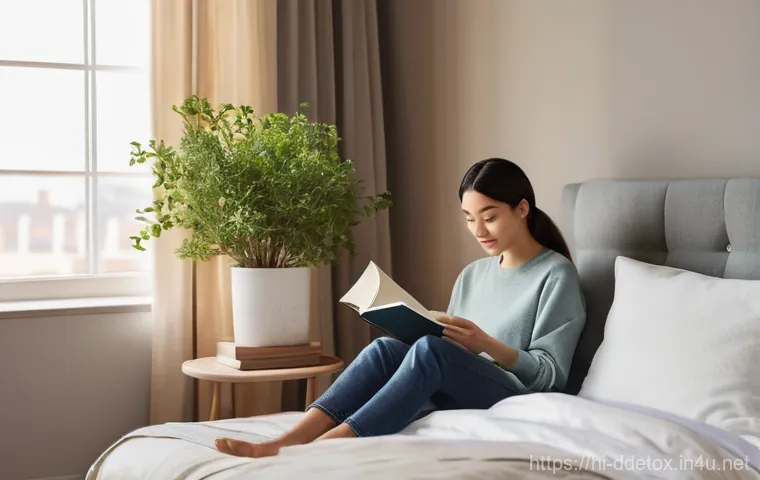 디지털디톡스와 업무 효율성 향상 - **Digital Overload and Seeking Respite:** A young professional, appearing subtly overwhelmed, sits a...