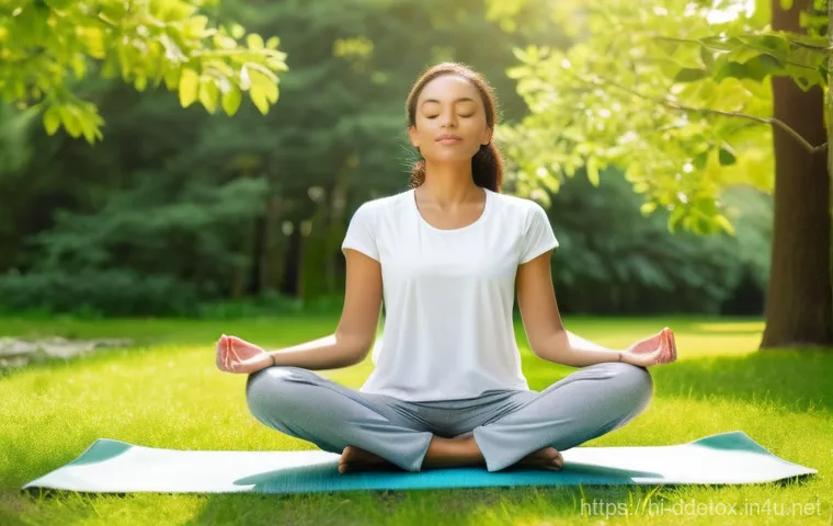 디지털디톡스와 창의성 증진 - **Prompt 1: Tranquil Digital Detox in Nature**
    "A peaceful and serene full-body shot of a young ...